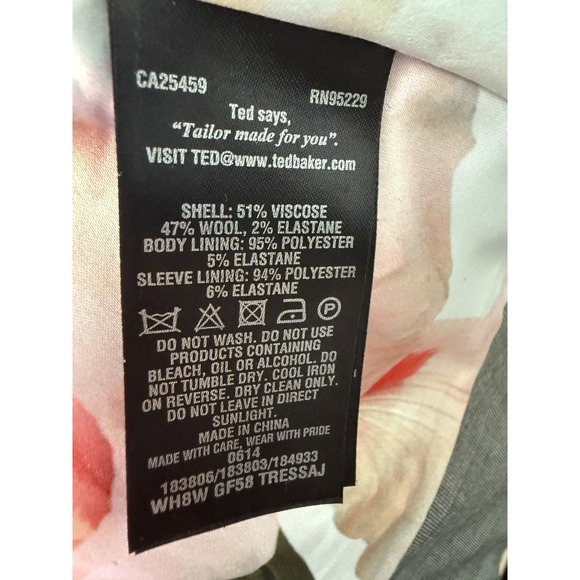 Ted Baker Tressa Blazer Jacket Sz 10 Peplum Hem Gray Old Money NWOT - Picture 7 of 8